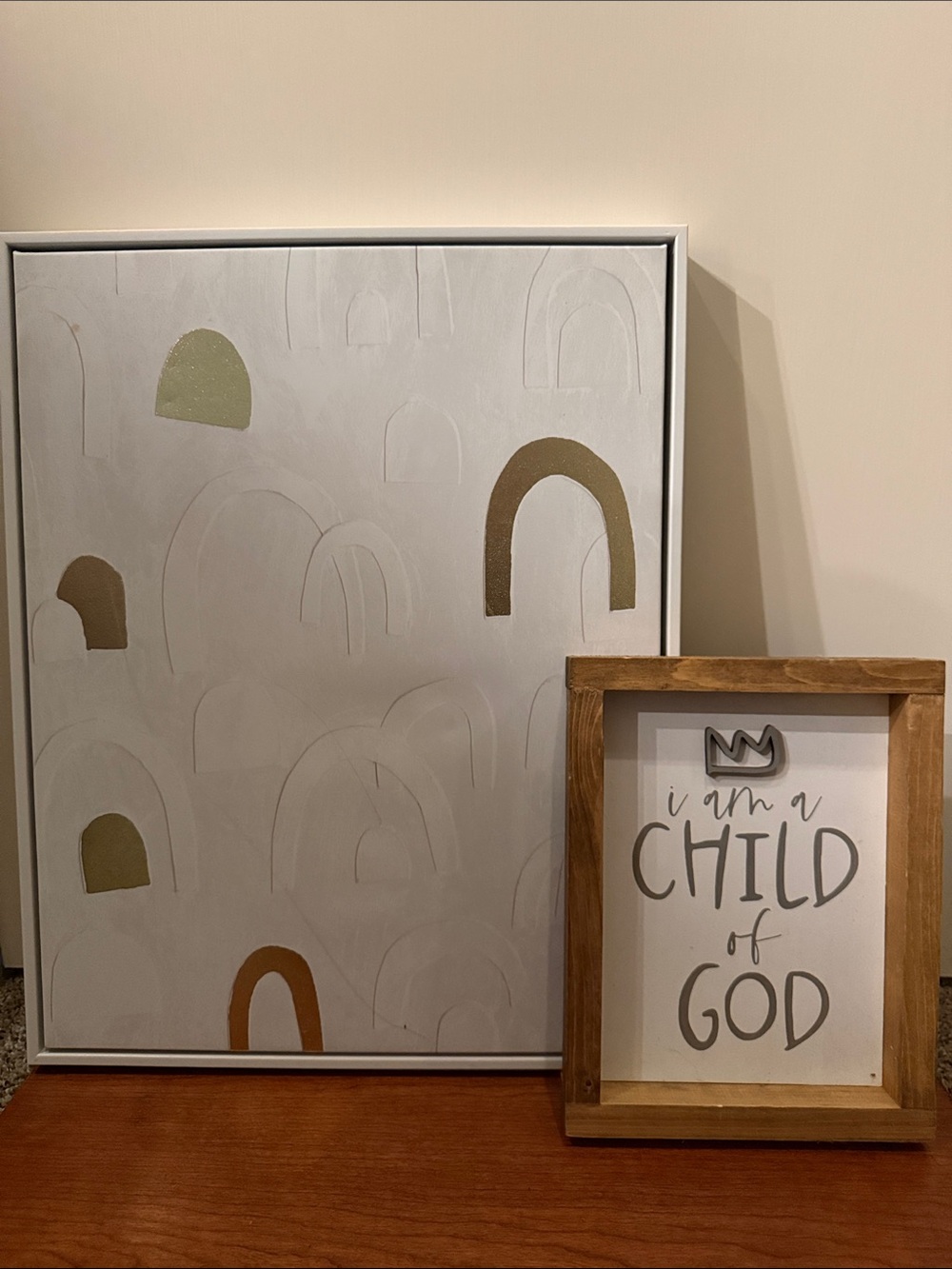 Threshold Neutral Arch Abstract Wall Art in White and Brown